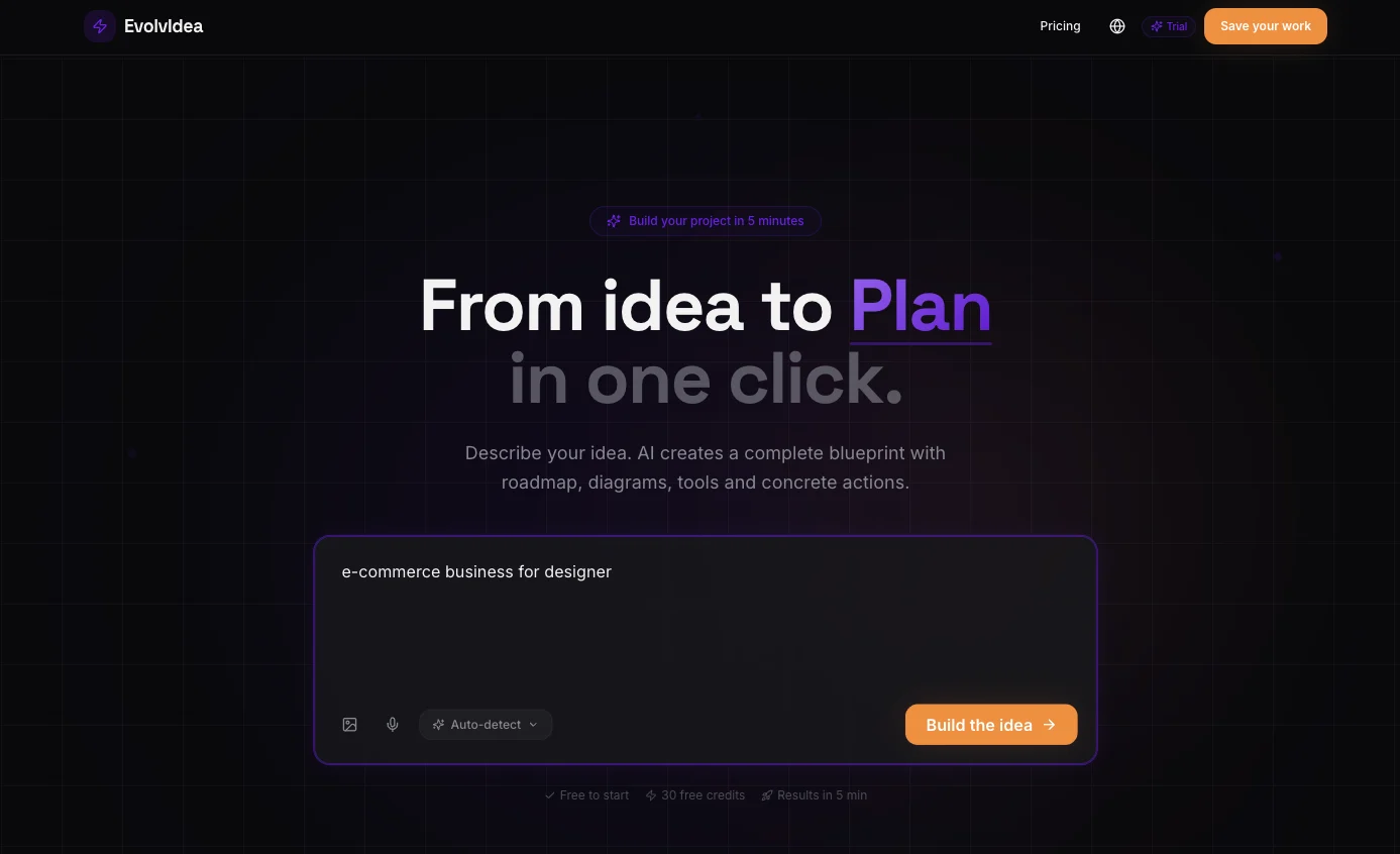 EvolvIdea idea-to-blueprint interface