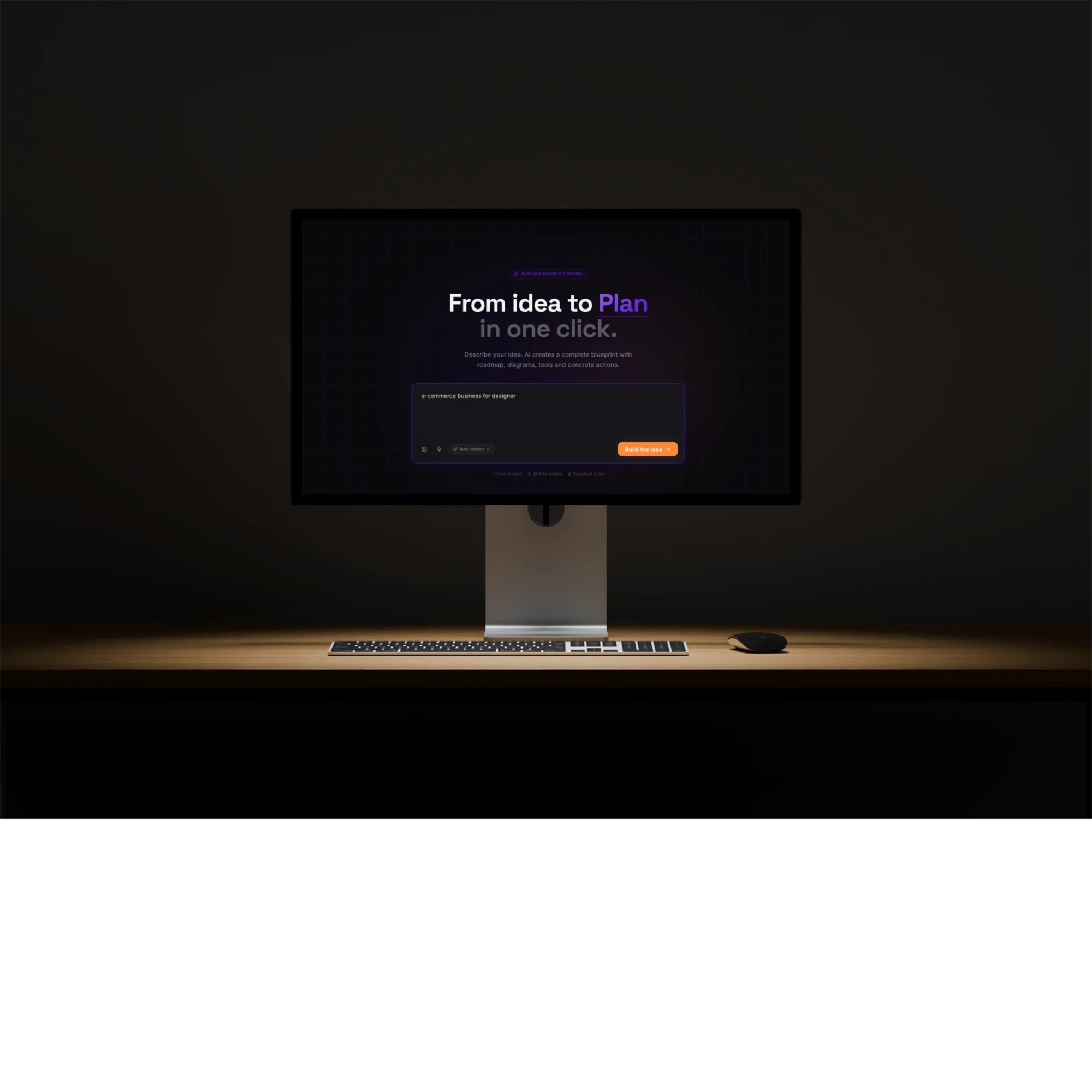 EvolvIdea landing page displayed on a desktop monitor