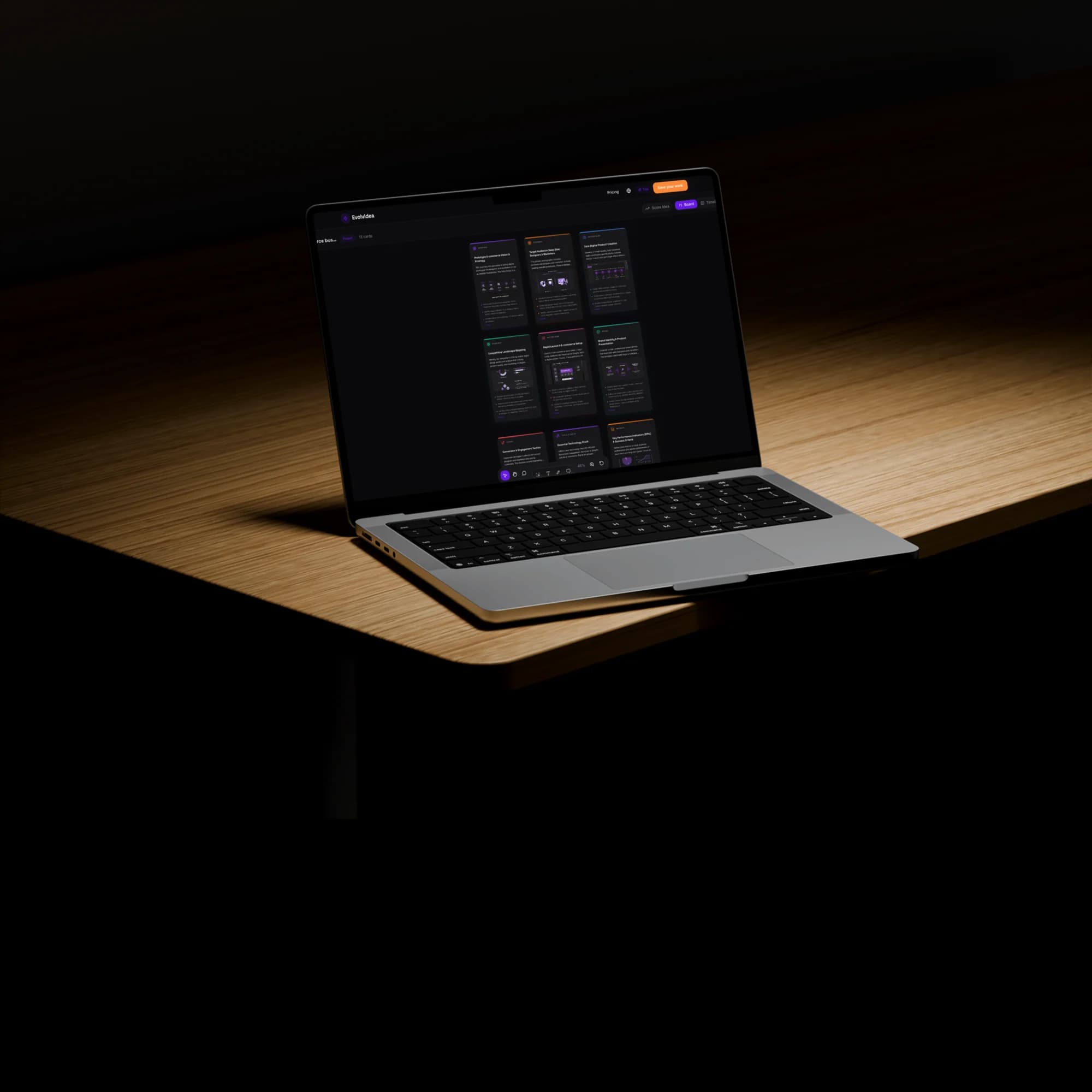 EvolvIdea blueprint displayed on a laptop
