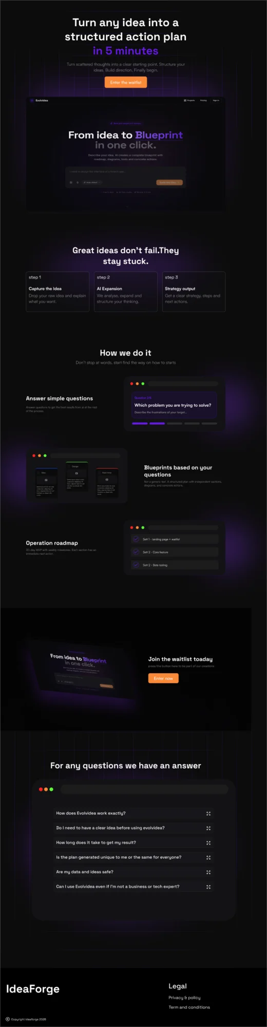 Full EvolvIdea marketing landing page
