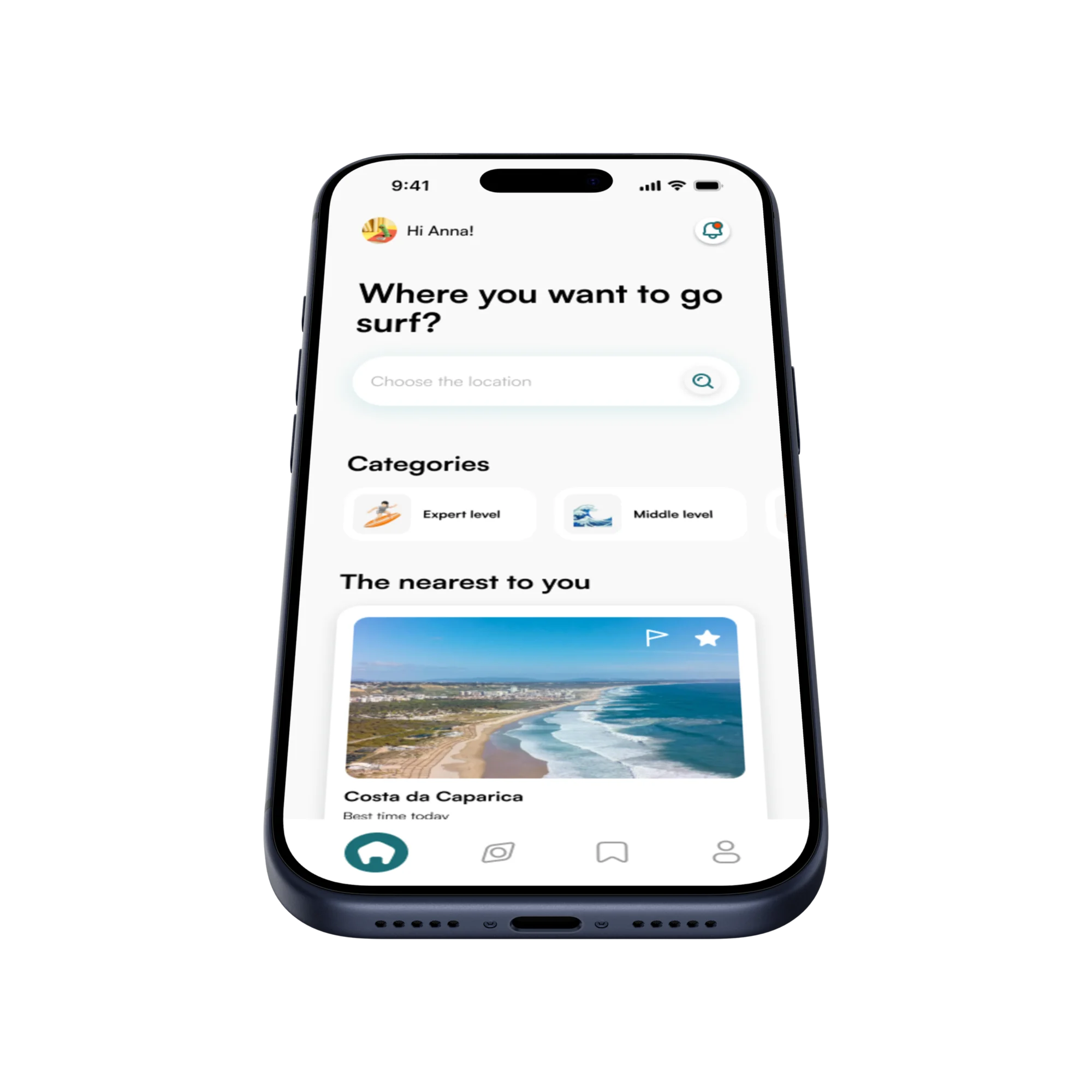 SurfWise home screen on an iPhone